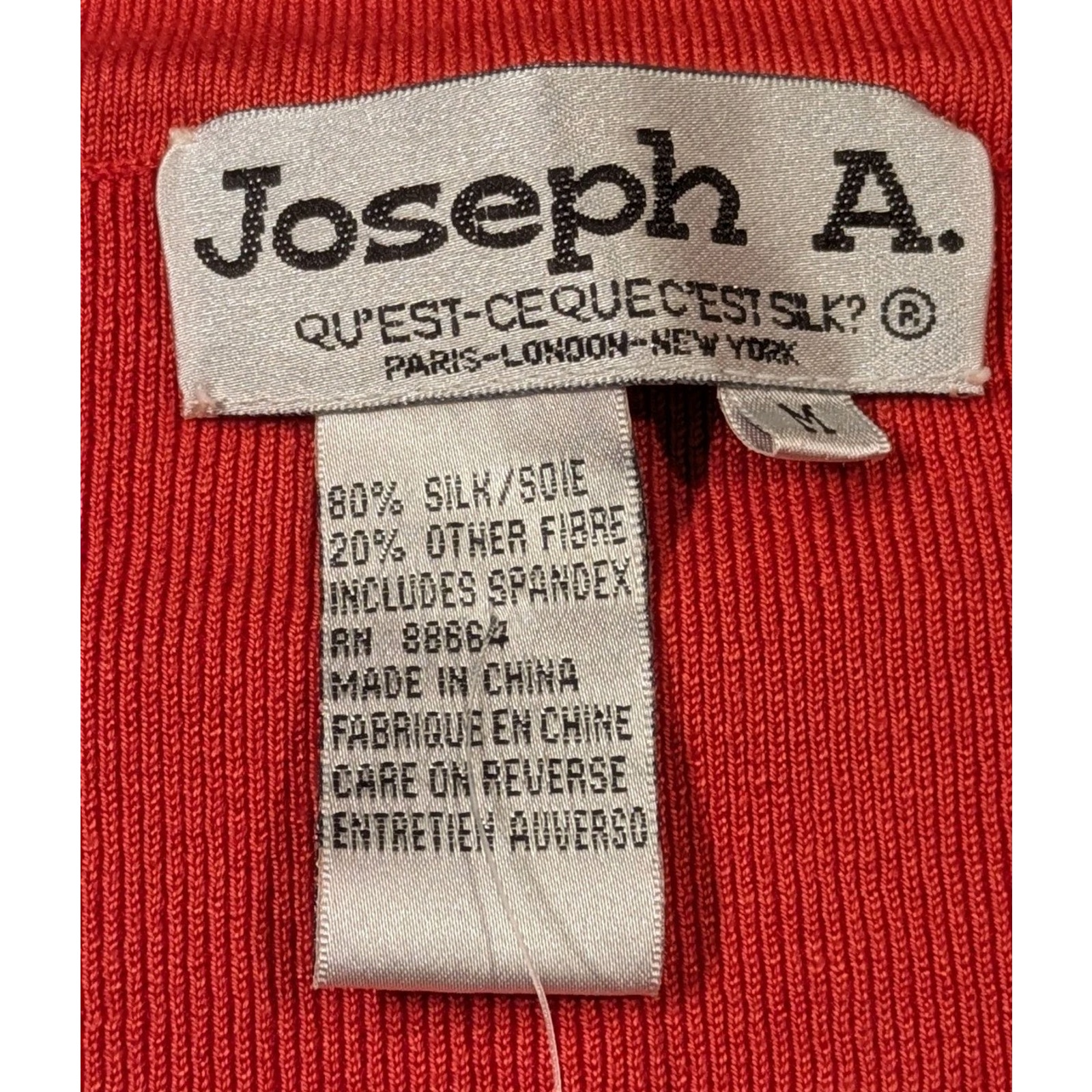 Joseph A Silk Blend Sweater Womens M Nwt Red Stretch Knit 3/4 Sleeve Pullover — image 3 of 6